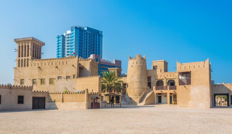 Museum of Ajman is situated in an old fortress. Ajman is the smallest of the United Arab Emirates.