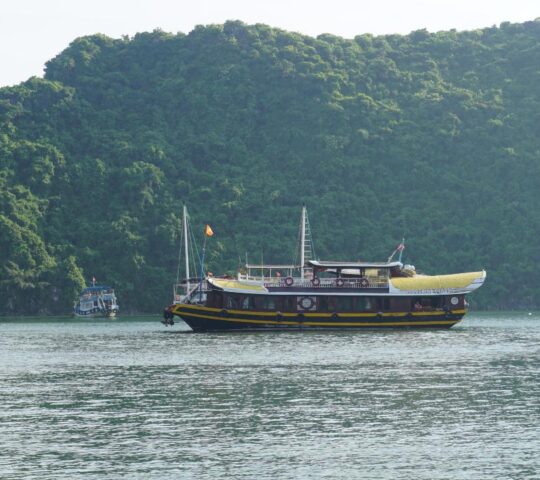 Traditional junk ship in Lan Ha Bay
