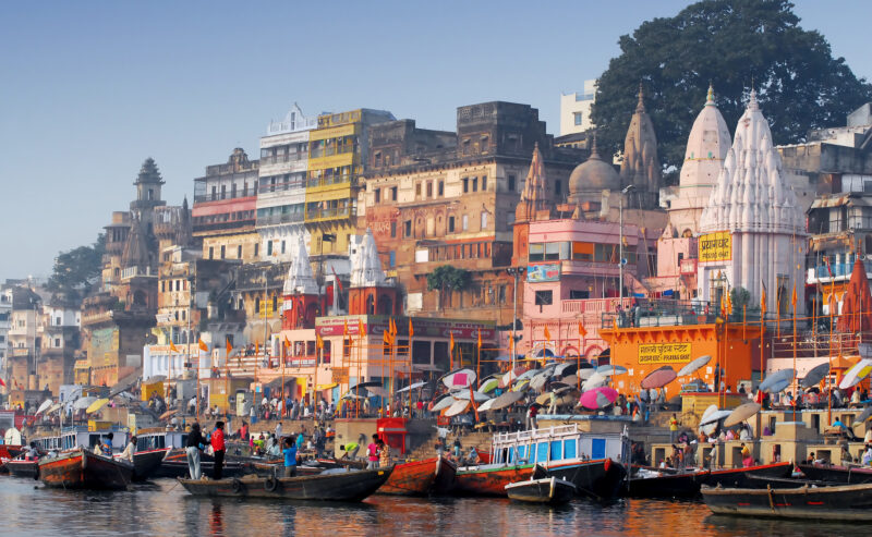 colorful main ghat in varanassi