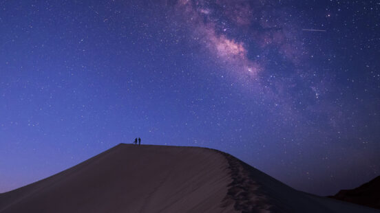 The Milky Way glitters over the Sahara Desert in Morocco