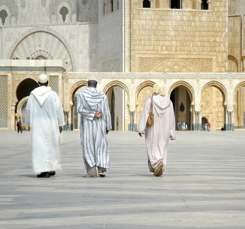 Worshippers heading to the Hassan II Mosque in Casablanca, Morocco.