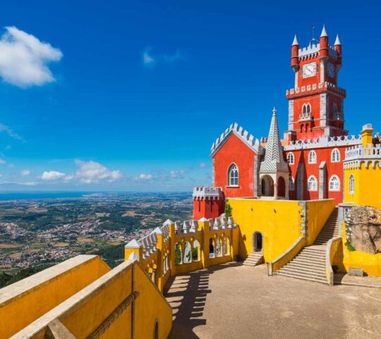 Brightly coloured Pena Palace in Sintra