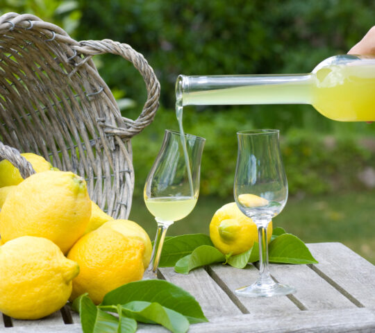 Freshly-poured limoncello