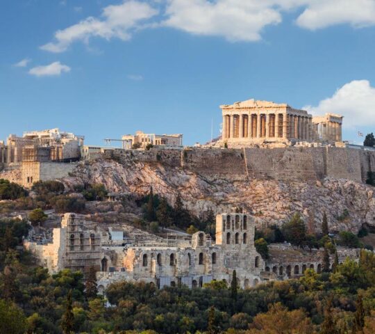 The Parthenon atop the Acropolis