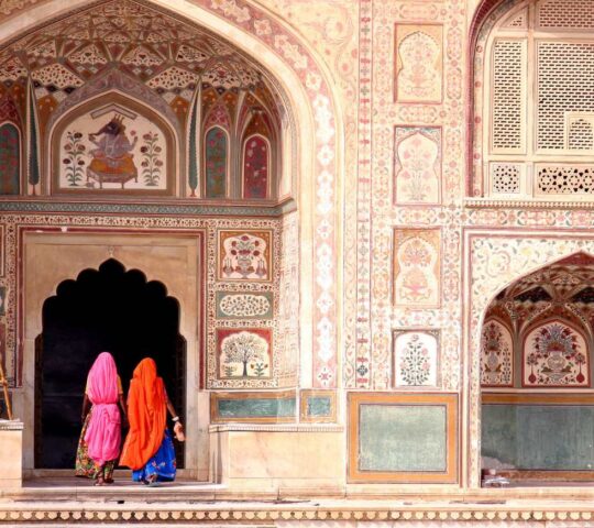 Two ladies entering the Amber Fort