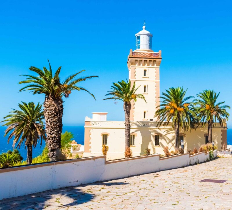 Beautiful Lighthouse of Cap Spartel close to Tanger city and Gibraltar, Morocco in Africa