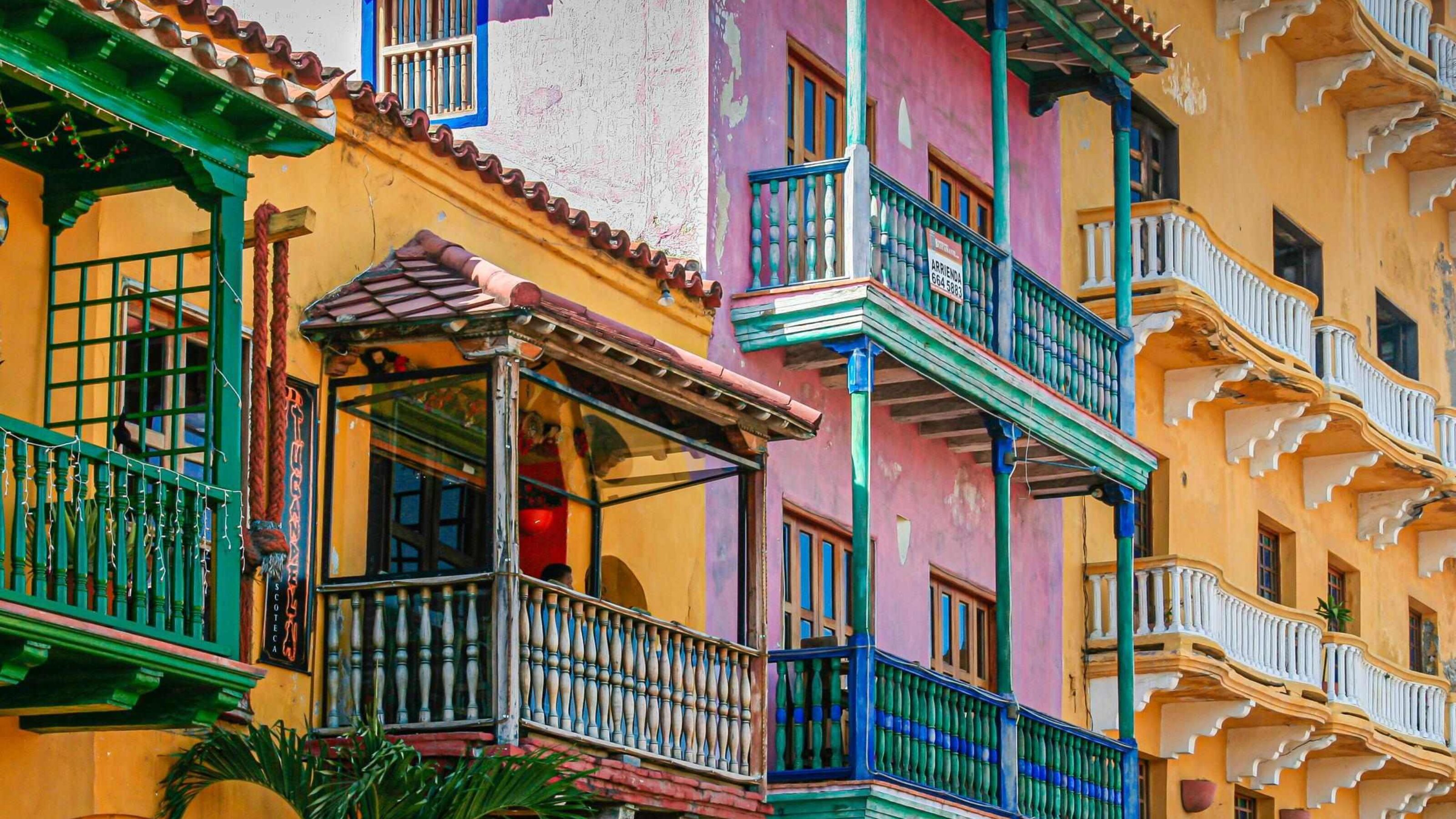 colorful houses of old town in Cartagena Colombia
