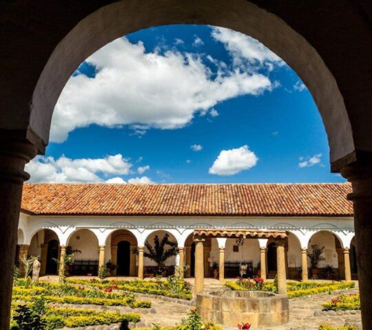 The pretty courtyard of a convent in Villa de Leyva