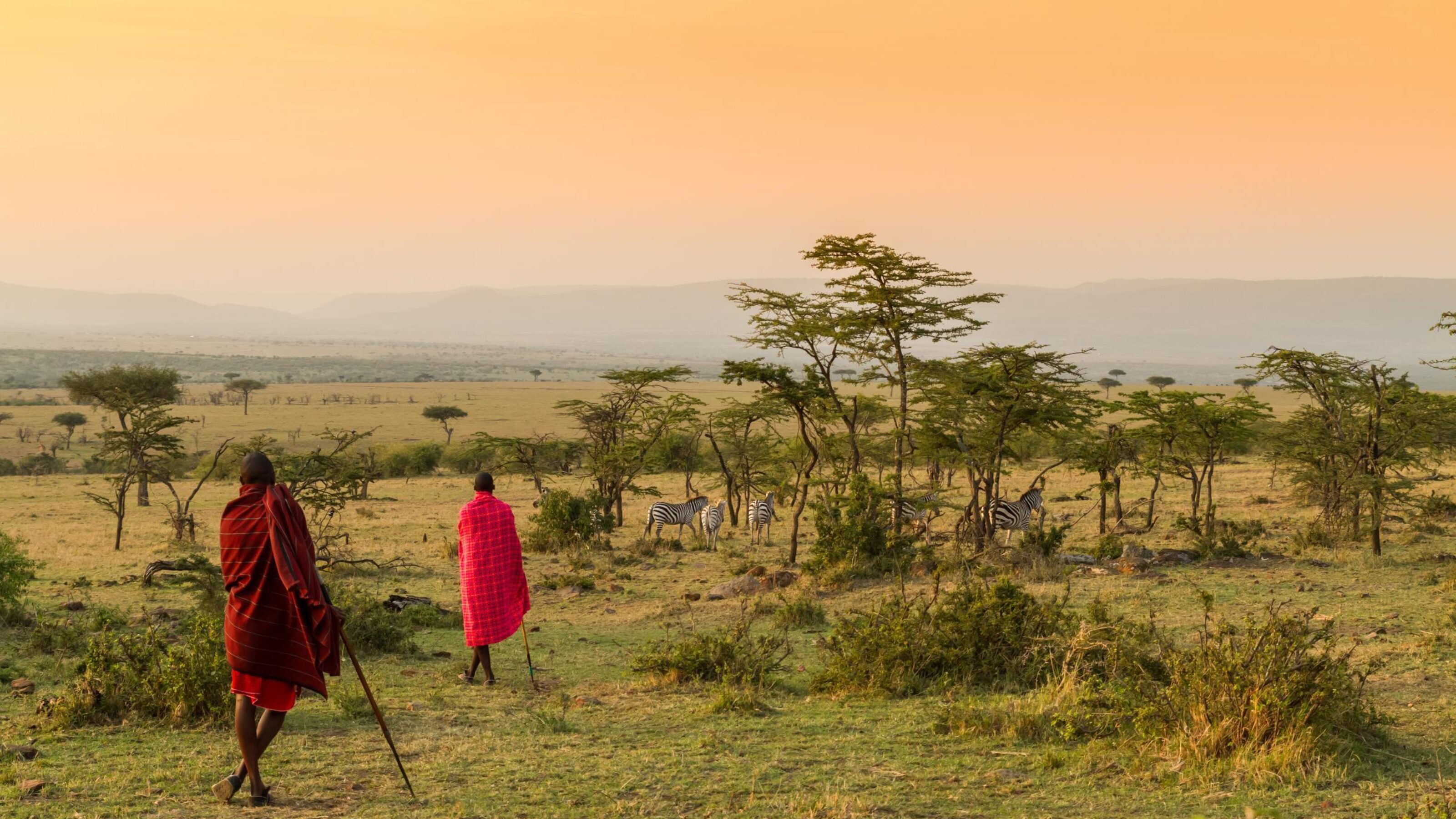 bush walk with Maasai people in kenya sunset