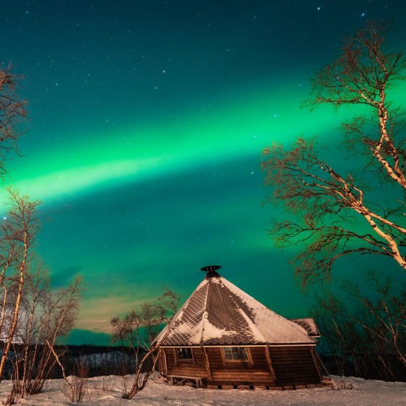 Northern Lights, aurora borealis over Abisko, Swedish Lapland.