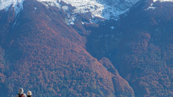 Mountain landscape view with Perito Moreno glacier in autumn at El Calafate, Patagonia, Argentina,