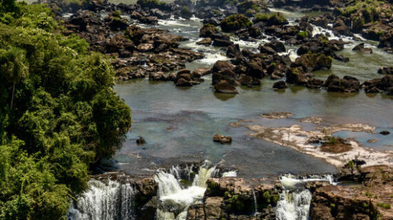 Two-step water fall at Iguazu National Park on Argentina Brazil border