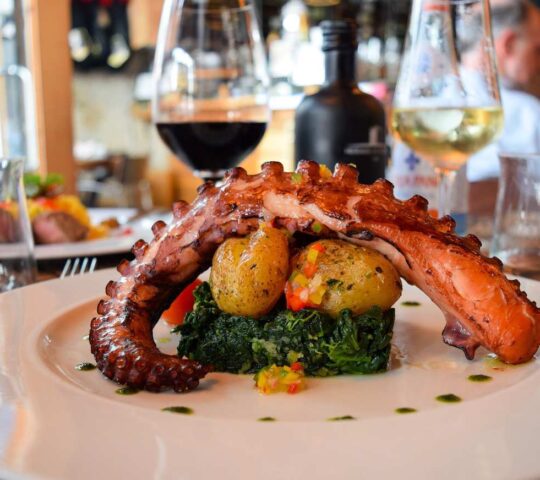 A traditional meal of grilled octopus