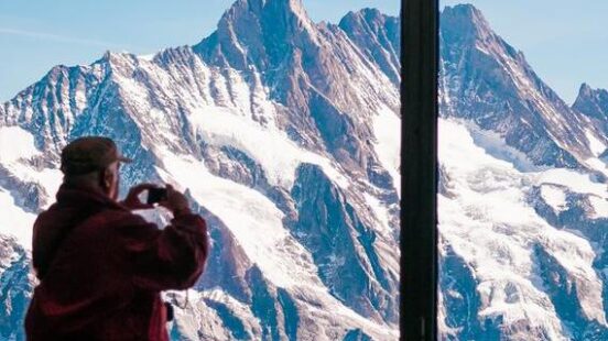 Panoramic view of Eiger and Monch peaks