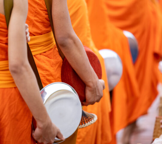 An alms giving ceremony in Luang Prabang