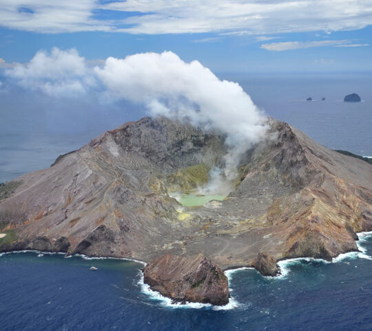 Helicopter over White Island