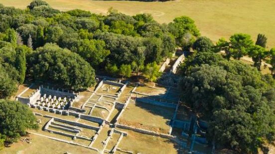 Verige Bay with the ruins of Roman villa in Brijuni National Park, Croatia
