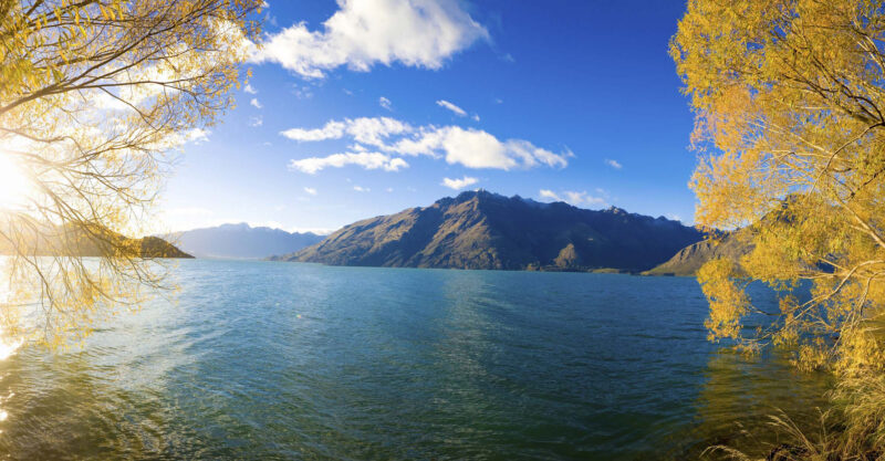 A quiet spot on the banks of Lake Wakatipu, with Queenstown, NZ in the distance