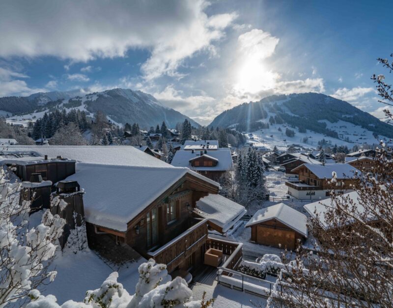 Gstaad village covered by snow
