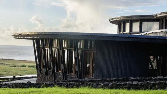 The exterior of Explora Rapa Nui on Easter Island, Chile
