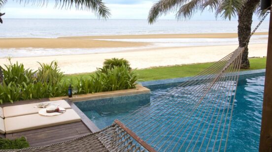 Hammock and pool, The Aleenta Pranburi, Cha Am and Hua Hin, Thailand