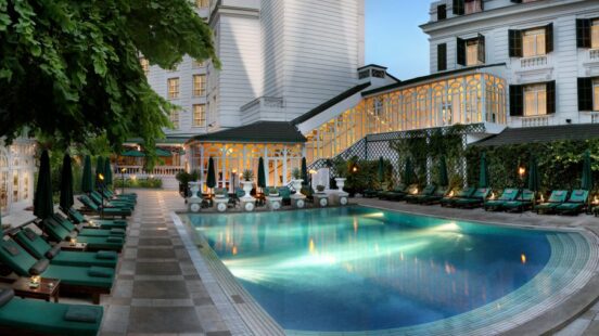 Exterior and pool at the Sofitel Metropole Hanoi, Vietnam