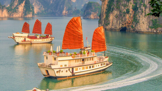 Boats sailing in Halong Bay, Vietnam