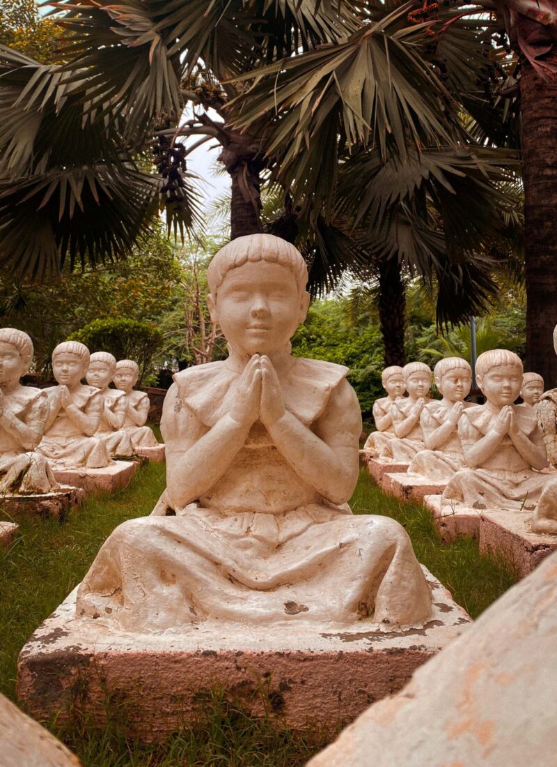 Sculpture of children praying in park Delhi.