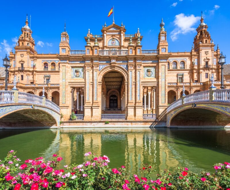 Seville, Spain at Spanish Square (Plaza de Espana).