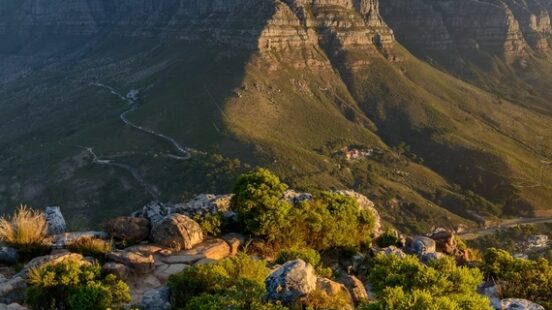 View of Table Mountain and 12 Apostles from Lionx27;s Head. Cape Town.