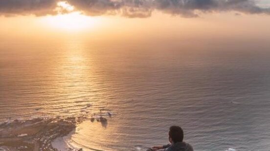 Lionx27;s head hike in Cape Town with a beautiful sunset view