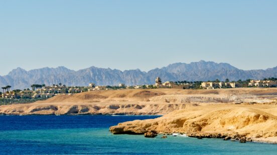 Sandy and rocky coastline of Sharm El Sheikh, Egypt