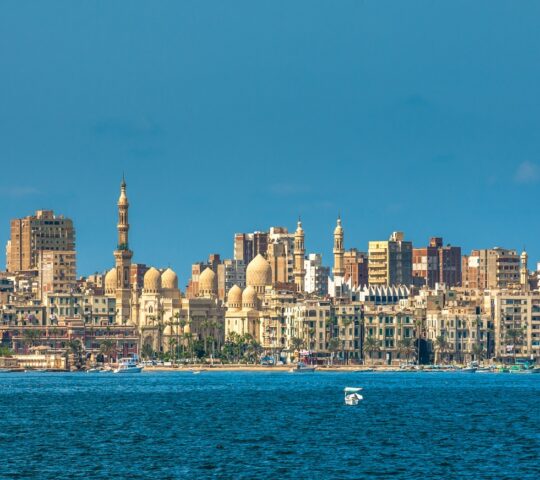 Alexandria's picturesque waterfront, backed by elegant old buildings