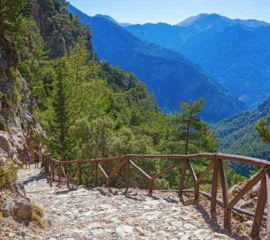 Trekking trails in Samaria Gorge on the island of Crete