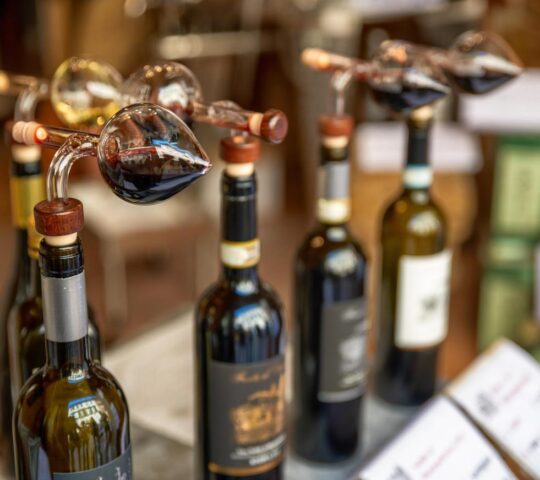 Wine tasting at a local shop in Montepulciano