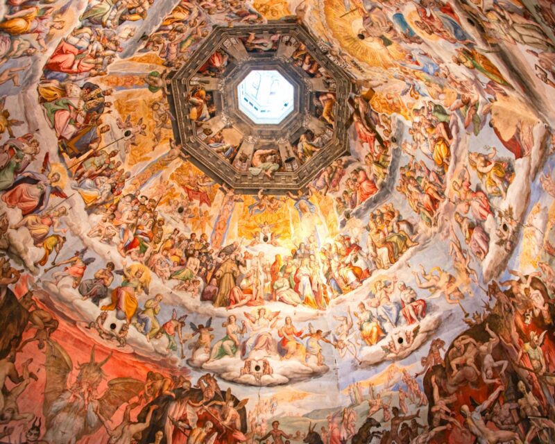 Painting inside Brunelleschi cupola, Florence duomo, Tuscany
