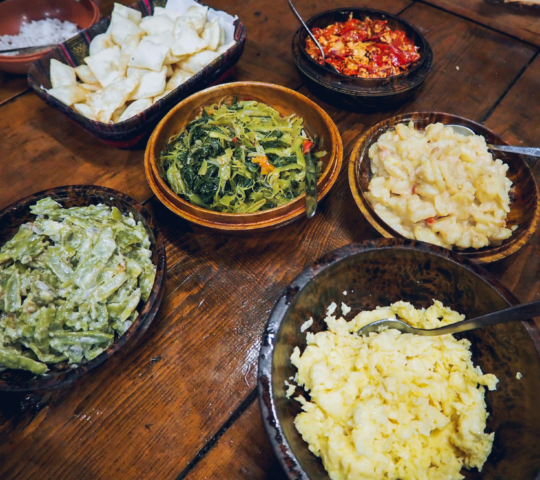 An assortment of traditional Bhutanese dishes