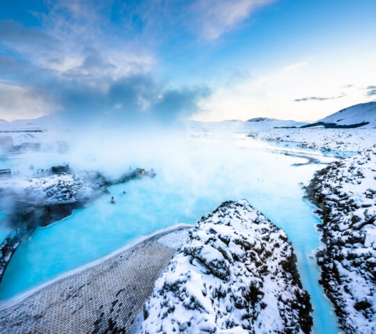 Sinking into the waters of the Blue Lagoon