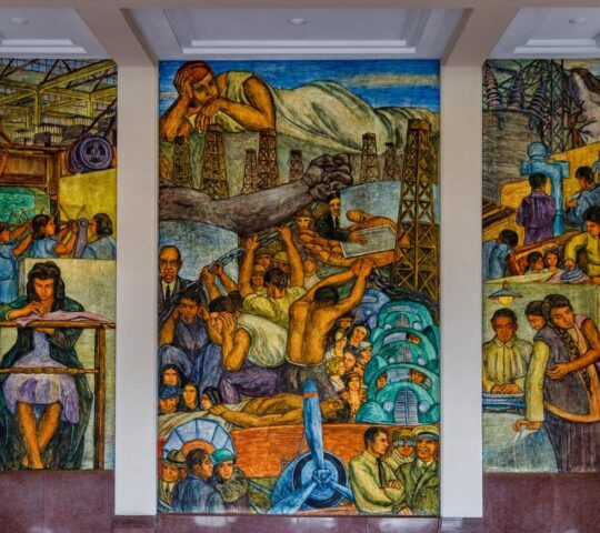 Medellin mural by Colombian artist, Pedro Nel Gómez