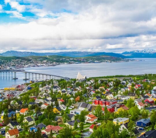 Tromso bridge that connects Tromsøya island to the mainland