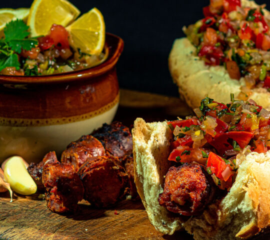 Traditional Chilean choripan