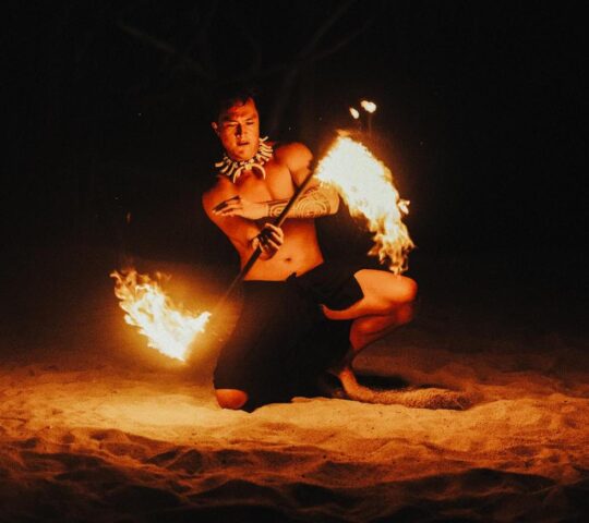 Watch Polynesian fire dancing at The Brando