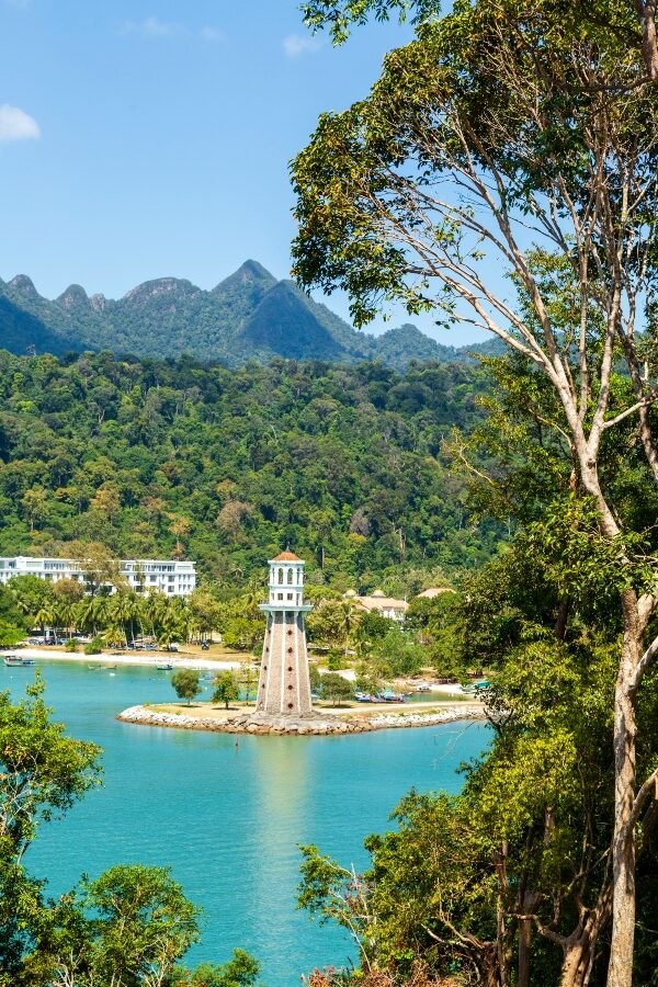 Perdana Quay Light House is a lighthouse on the west coast of Langkawi Island in Kedah, Malaysia. It is sited on a promontory at the entrance to Telaga Harbour Park.