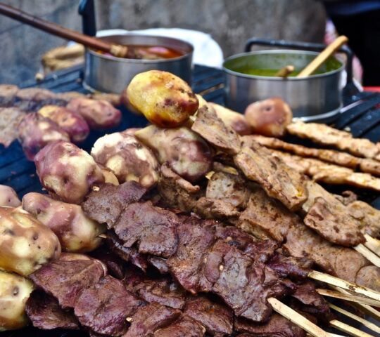 Sample anticuchos on a food tour