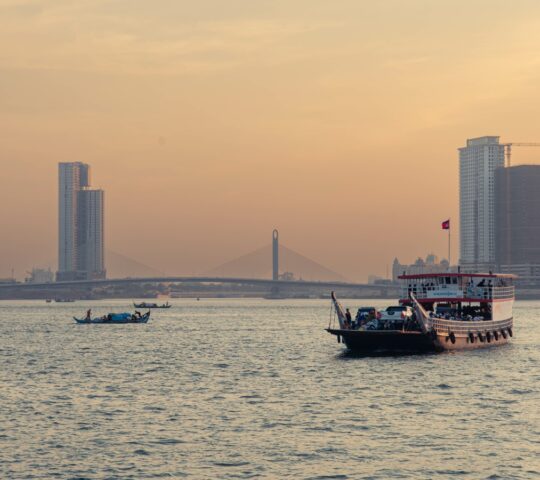 Sunset on Tonle Sap River, Mekong River in Phnom Penh