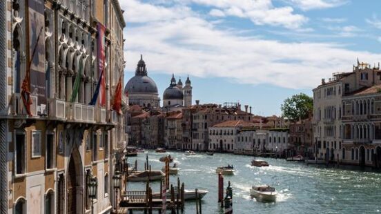 Venice canals with St Markx27;s Basilica in the background