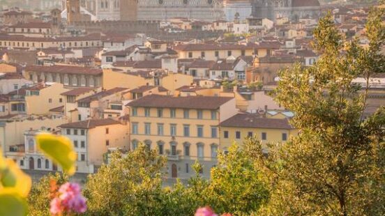 Aerial view of Florence with the Santa Maria del Fiore in Tuscany, Italy