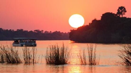 A sunset cruise on the Zambezi river in Zambia