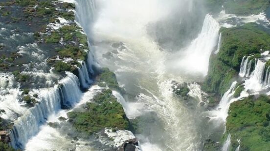 Aerial view of devilx27;s throat at Iguassu Falls
