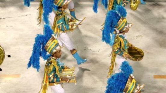 Bands marching in the sambadrome at Rio de Janeiro carnival